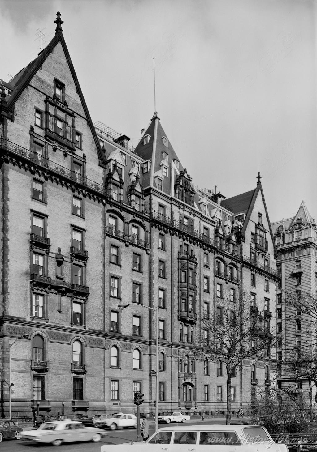 Photograph of The Dakota Apartments, located at 1 West 72nd Street, Central Park West.