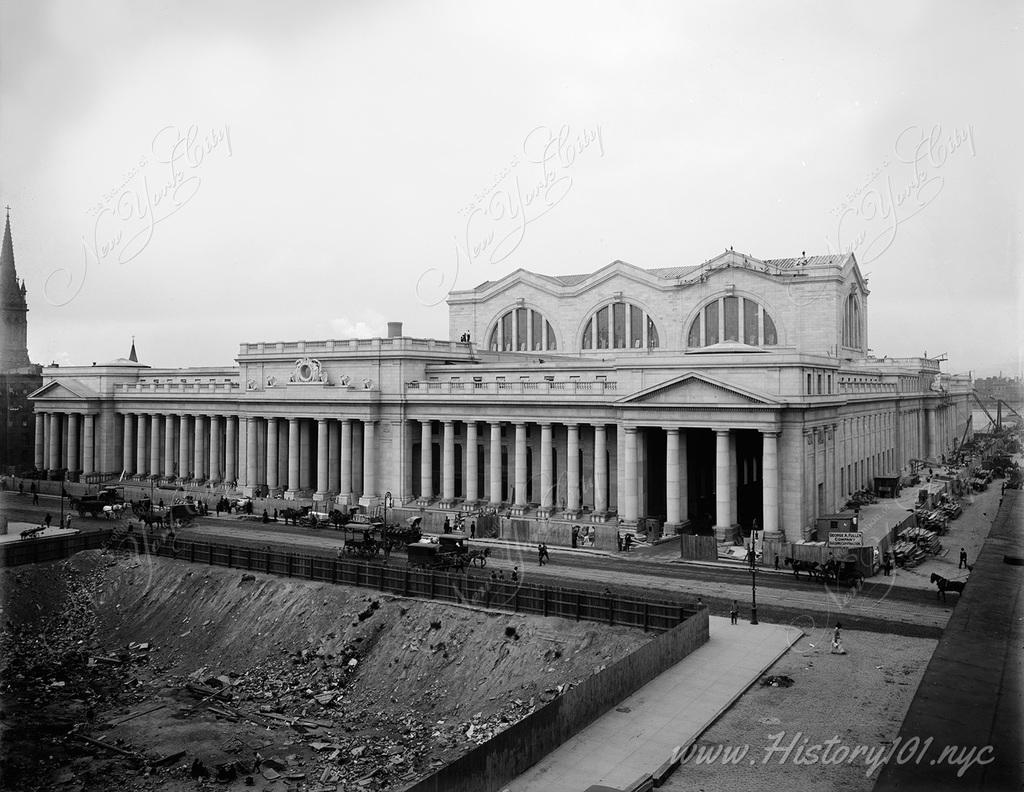 Aerial view of the New Pennsylvania Station whose construction is nearly complete.