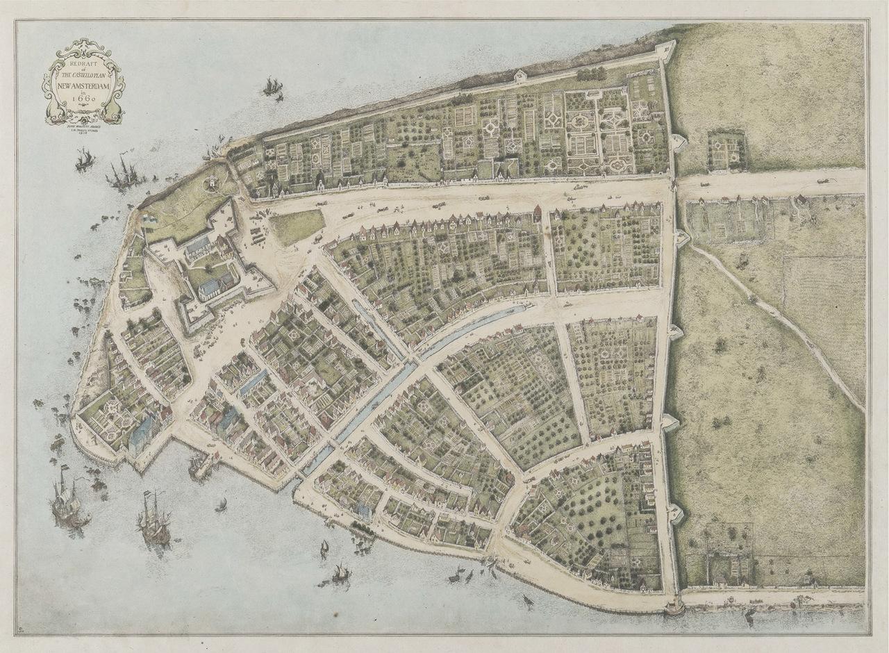Map of New Amsterdam, Manhattan Island - NYC in 1660
