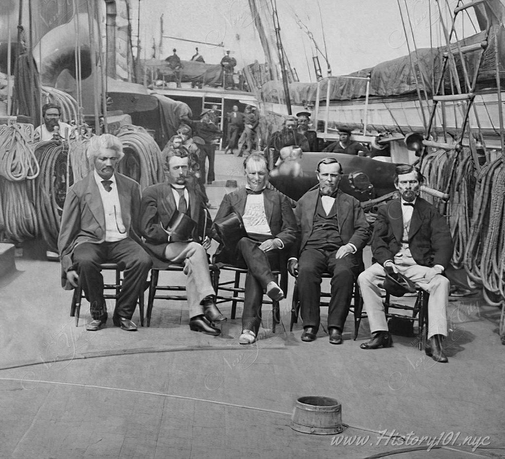 Frederick Douglass with The Commissioners to Santo Domingo, Brooklyn Navy Yard, January 1871