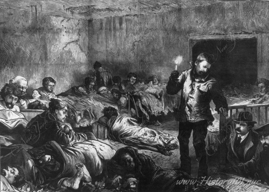 A portrait drawn from life by Matt Morgan depicting his midnight visit to one of the cheap lodging houses in Water Street.