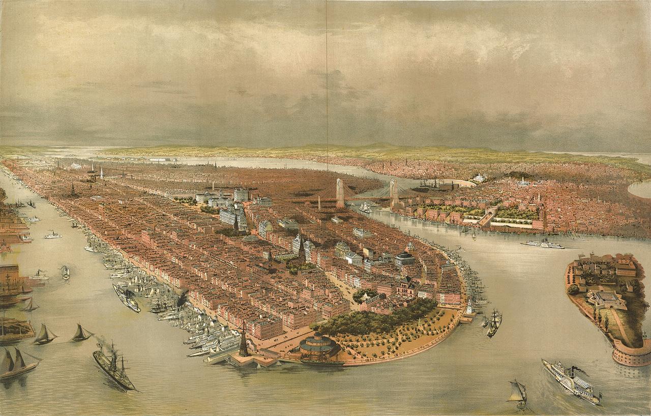 Manhattan and Governor's Island NYC in 1874