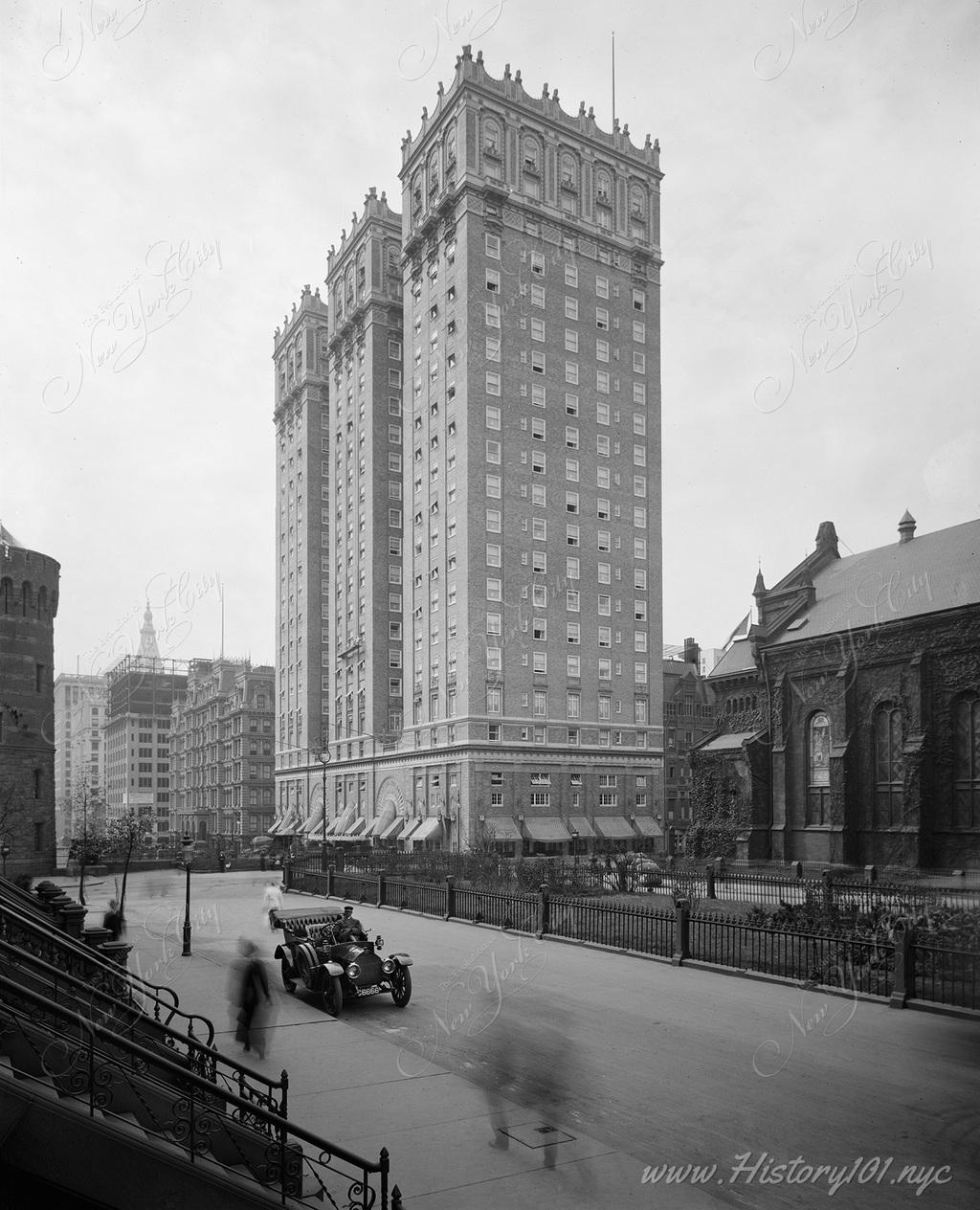 Photograph of The Vanderbilt Hotel which was built at 4 Park Avenue, between East 33rd and 34th Street in 1910-13, and designed by Warren & Wetmore. 
