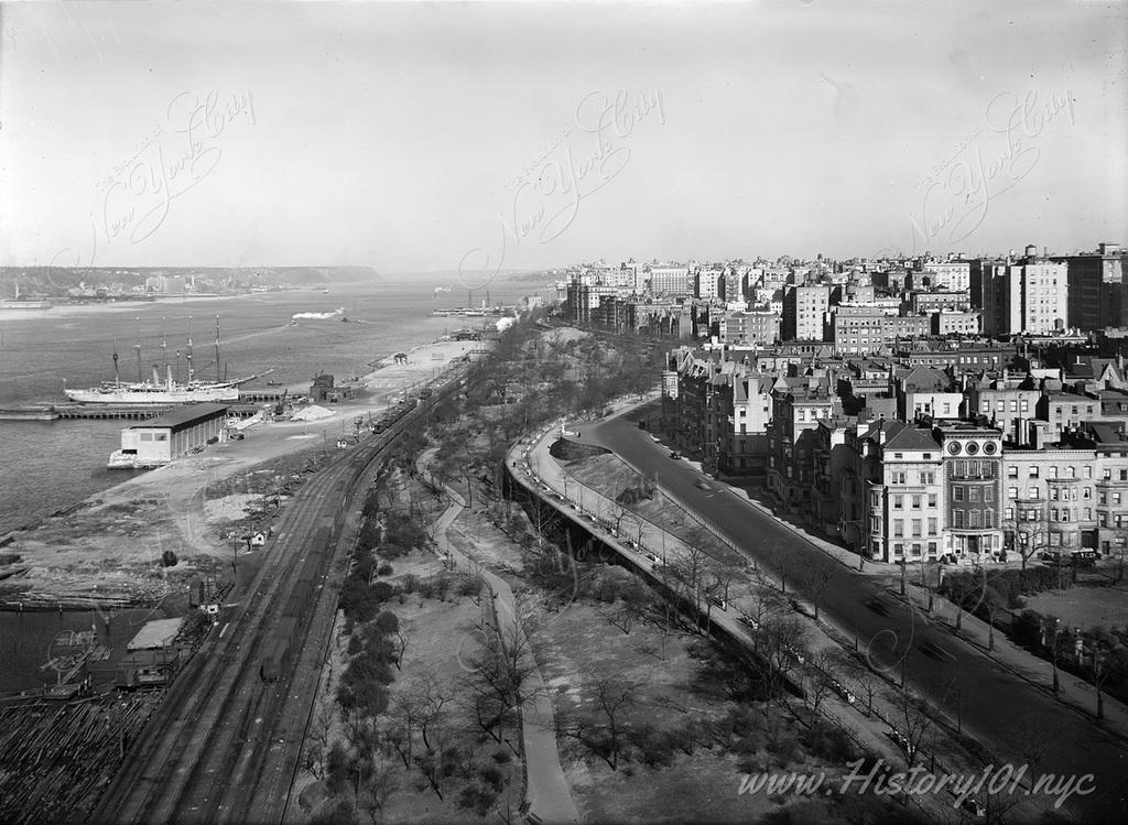 Aerial photograph of the Upper West Side including RIverside Drive north of 74th Street.