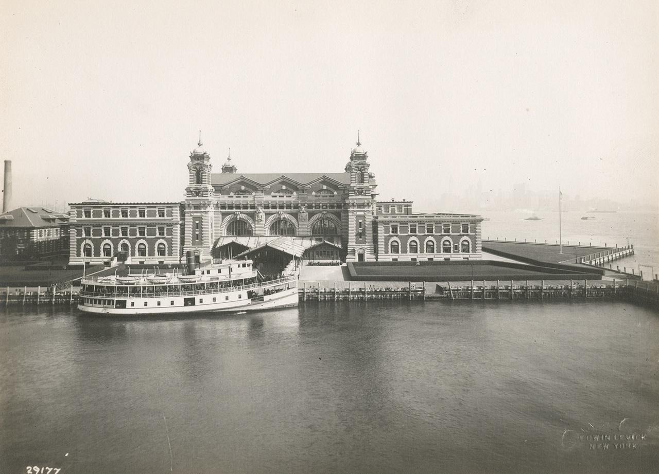 Ferry Docked at Immigration Station, Ellis Island - NYC in 1912