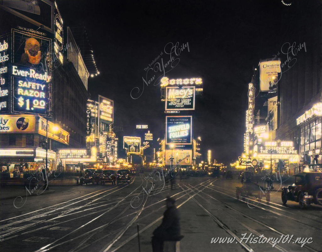 Explore Times Square in 1923 through a historic photo capturing its transformation into NYC's iconic cultural and economic center