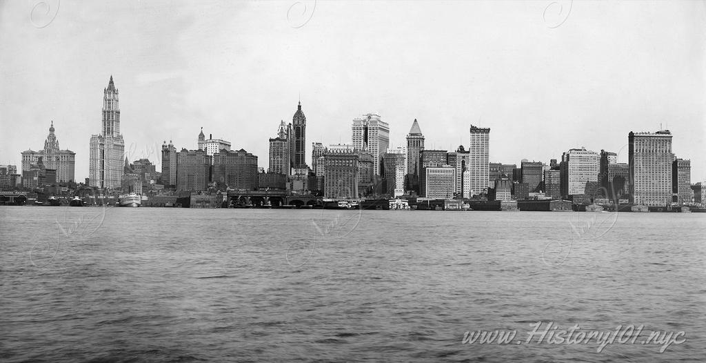 Photograph of downtown Manhattan's iconic skyline from the shores of Jersey City.