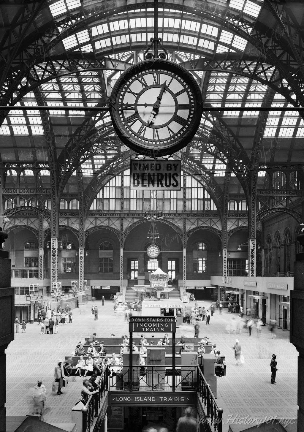 Photograph taken from a Historic American Buildings Survey on April 24, 1962 of the Pennsylvania Station  Concourse from the south.