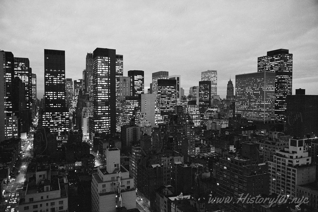 Photograph of New York City's Skyline after sunset.