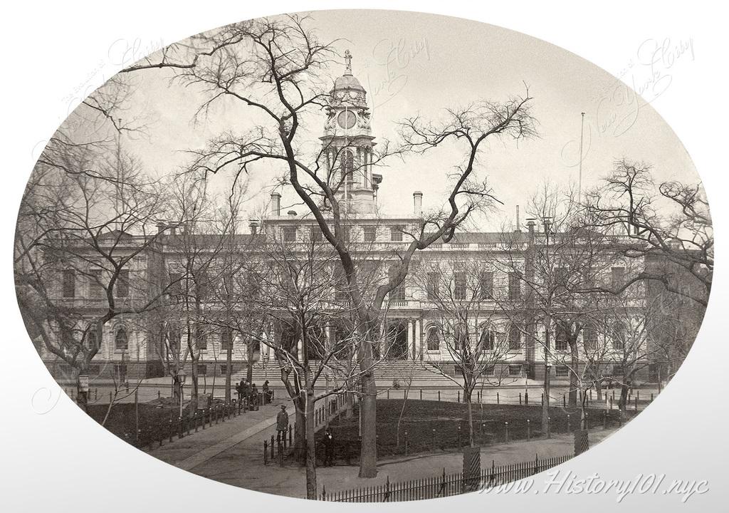 A photograph of Manhattan's City Hall. Taken by A.R. Waud in the winter of 1855.