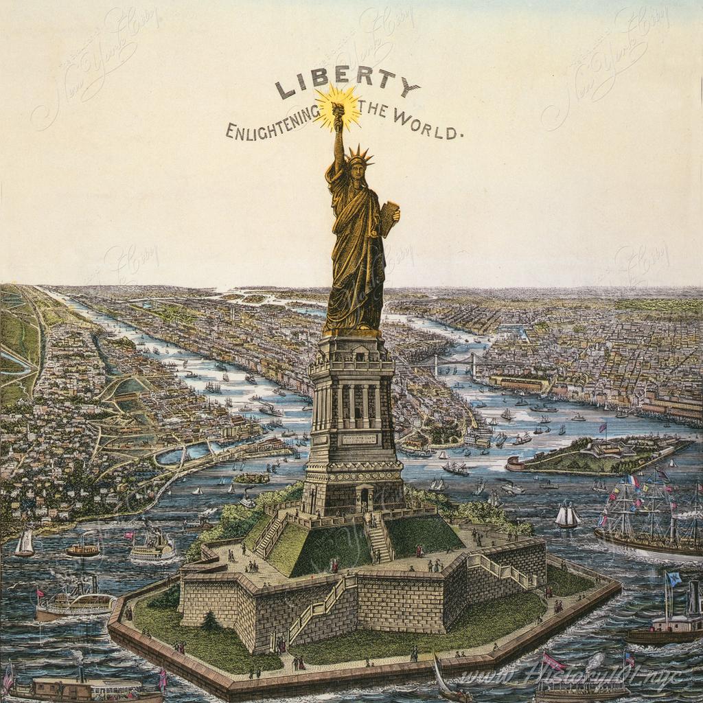 Frédéric Auguste Bartholdi's "Statue of Liberty" is erected on Bedloe's Island, in New York Harbor, becoming a symbol of American freedom and opportunity.