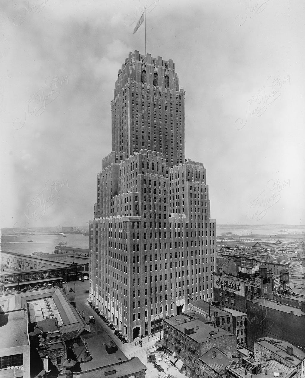 A photograph showing the New York Telephone Company Building, Barclay and Vesey Streets.