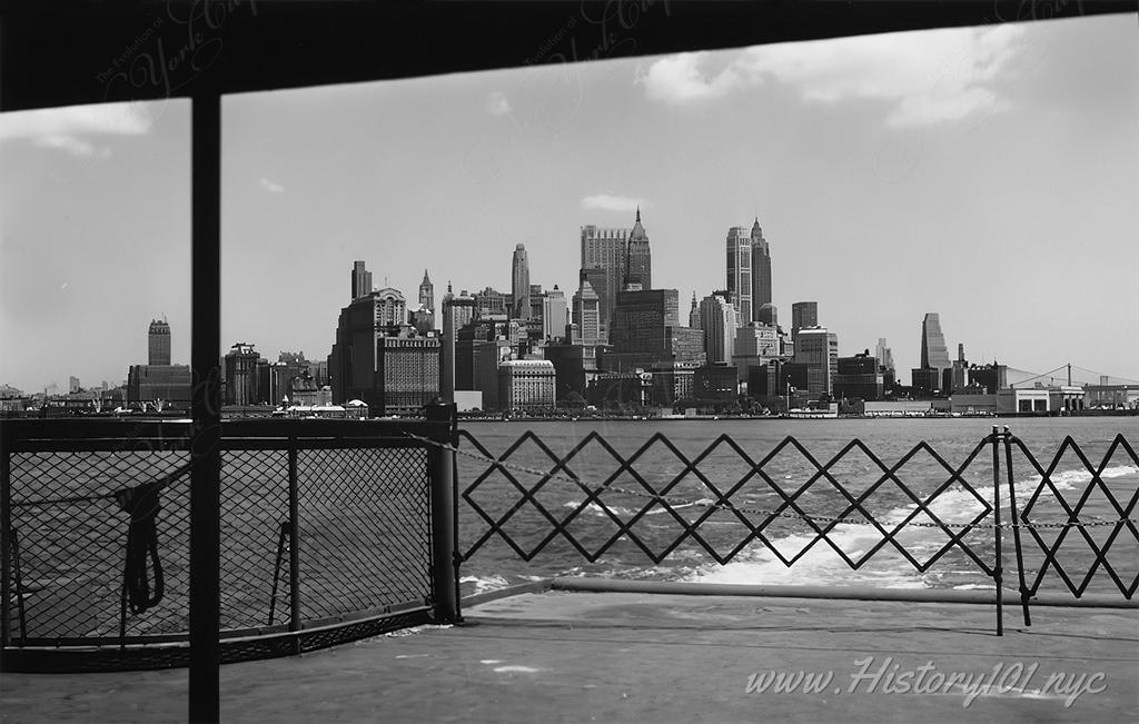 Photograph of the New York Harbor from the Battery to Staten Island taken from the Ferry.