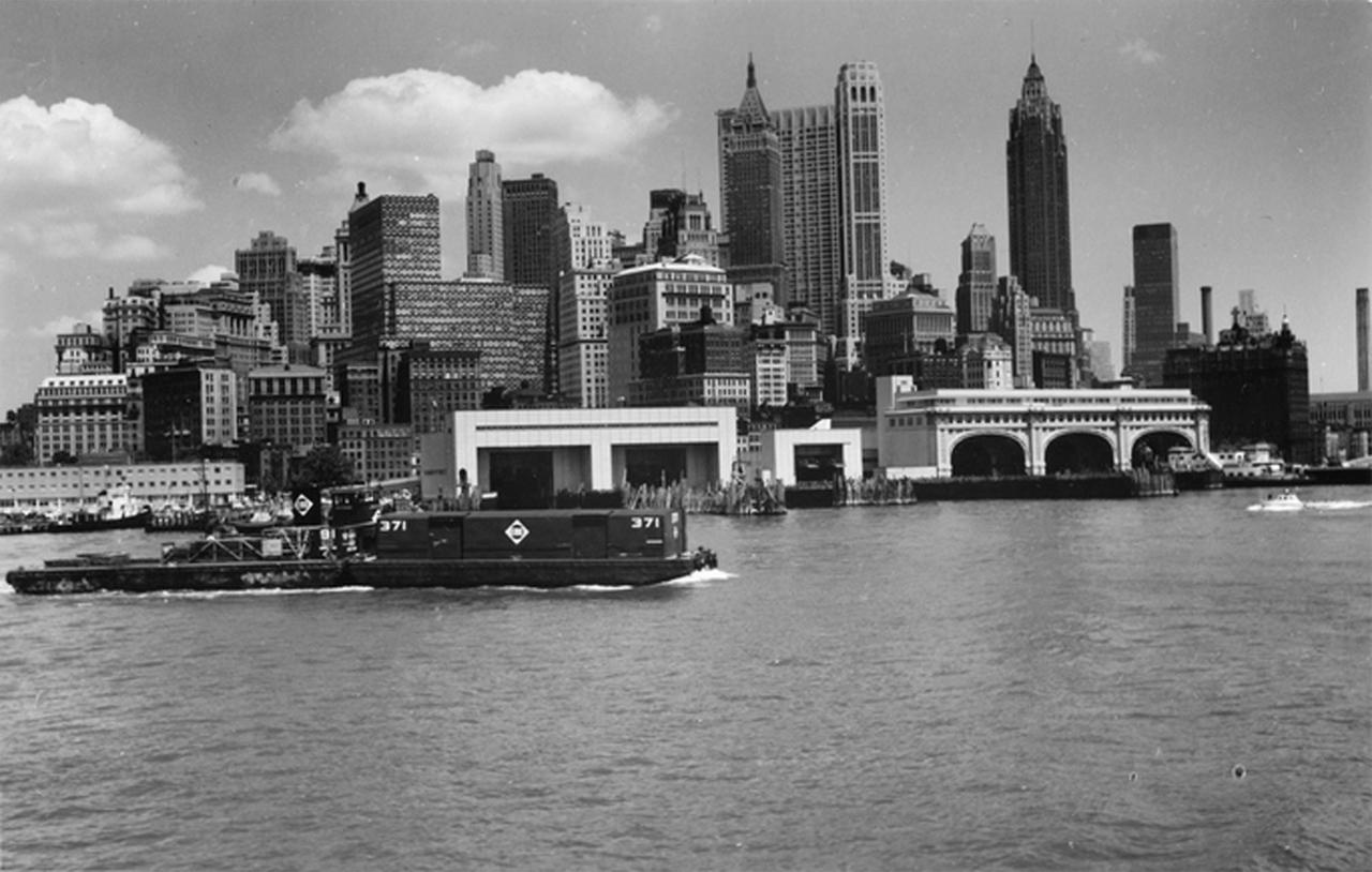 New York Harbor and Manhattan Skyline NYC in 1960