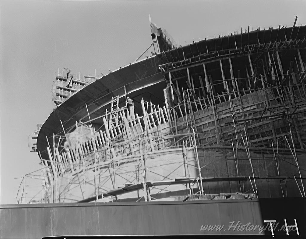 A close up photograph of the roof construction at the Guggenheim Museum.