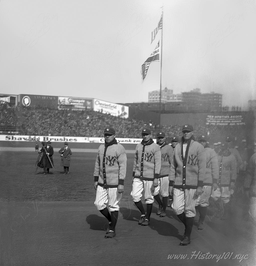 Babe Ruth and The New York Yankees on Opening Day Wednesday, April 18, 1923