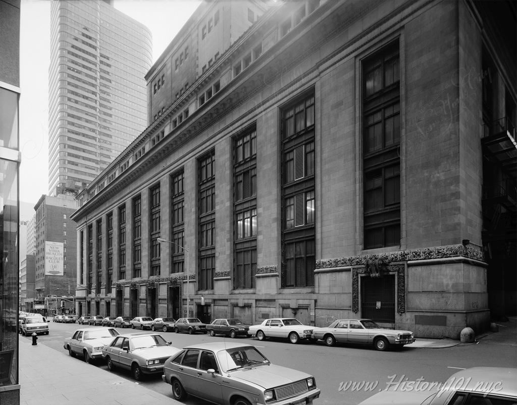 Explore the north elevation of NYC's Grand Central Post Office Annex, a historic landmark with a glimpse into the urban life and architectural legacy of Midtown Manhattan