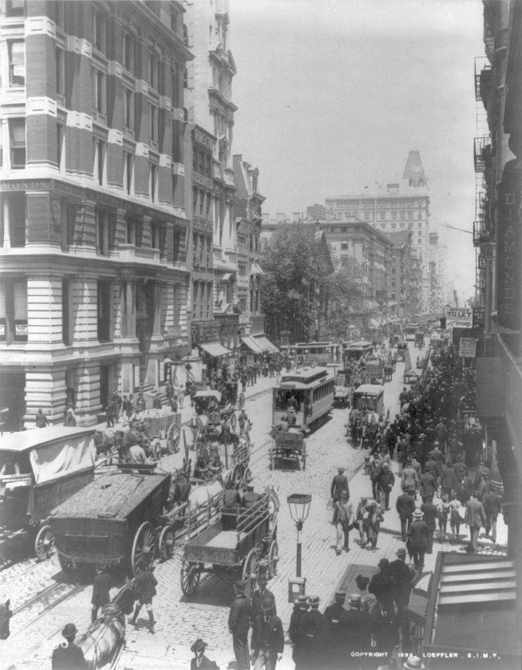 Broadway and John Street NYC in 1895