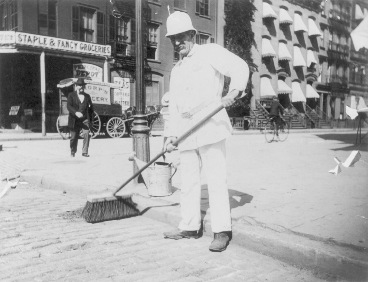 Street Sweeper and Broom NYC in 1896