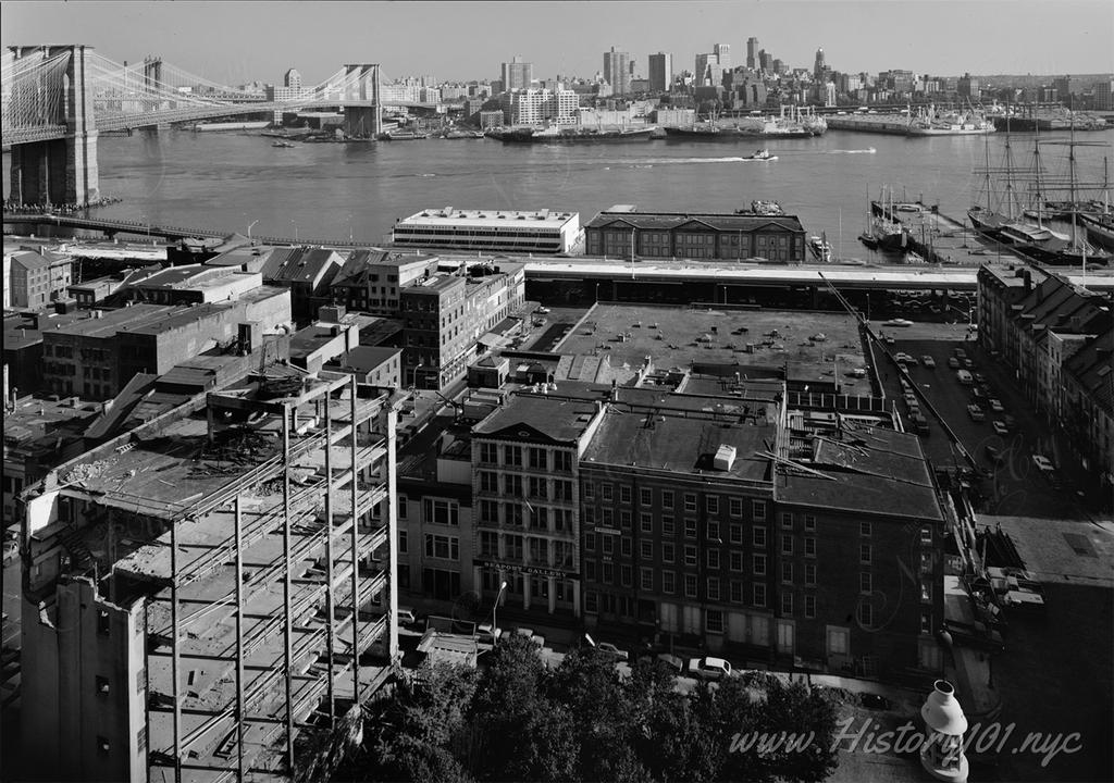 Constructed as an unified group in 1835-36, these three brick buildings are examples of the Greek Revival commercial style. Recently restored, these buildings are now part of the South Street Seaport Museum.