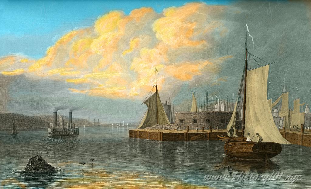 Explore Weir's 1825 masterpiece, 'Sunset at The Battery, NYC', capturing a pivotal moment in New York's history and landscape art