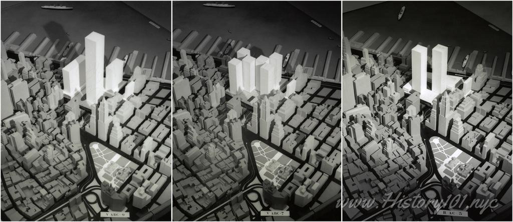 A few of the alternative designs for the World Trade Center proposed by architect Minori Yamasaki.