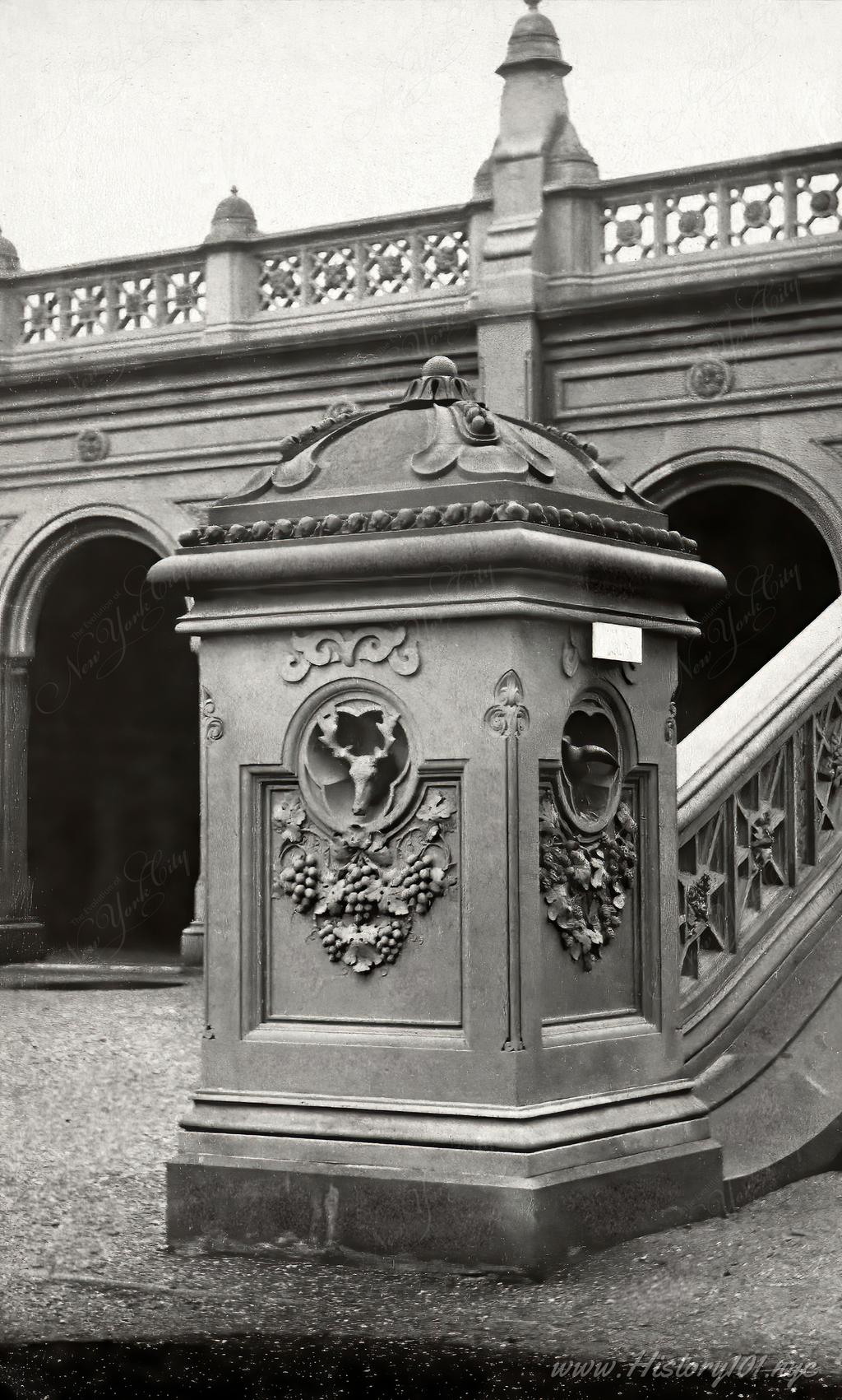 A detailed view of Central Park's terrace masonry. The terrace was one of the very first structures to have been built in the park.
