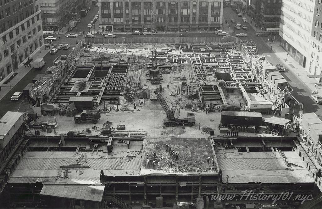 Aerial photograph of a construction site in Manhattan.