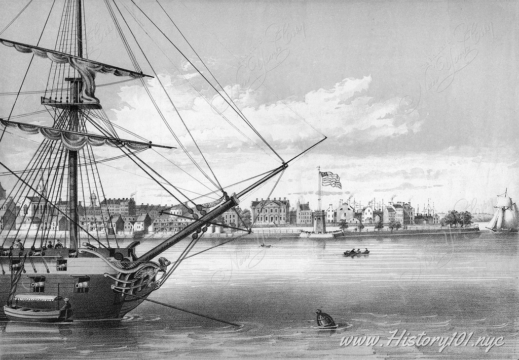 "Discover Manhattan in 1787: A crucial year showcasing its transformation from a colonial outpost to a thriving hub in American history