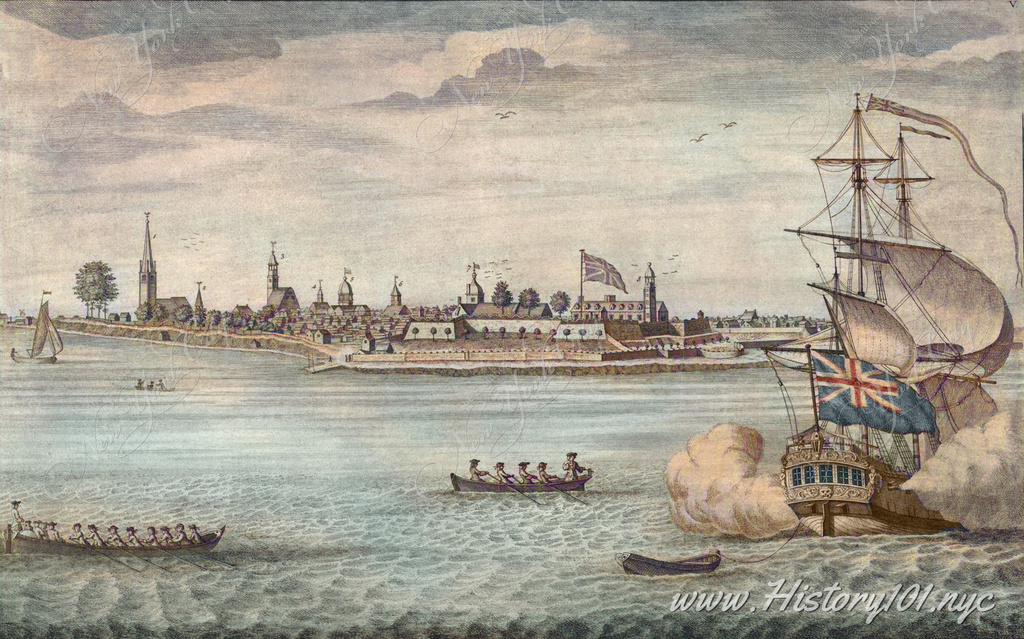 This engraving by John Carwitham depicts a historical perspective of New York City in 1736. During this time, New York was a bustling colonial city with a rich tapestry of cultures and influences.