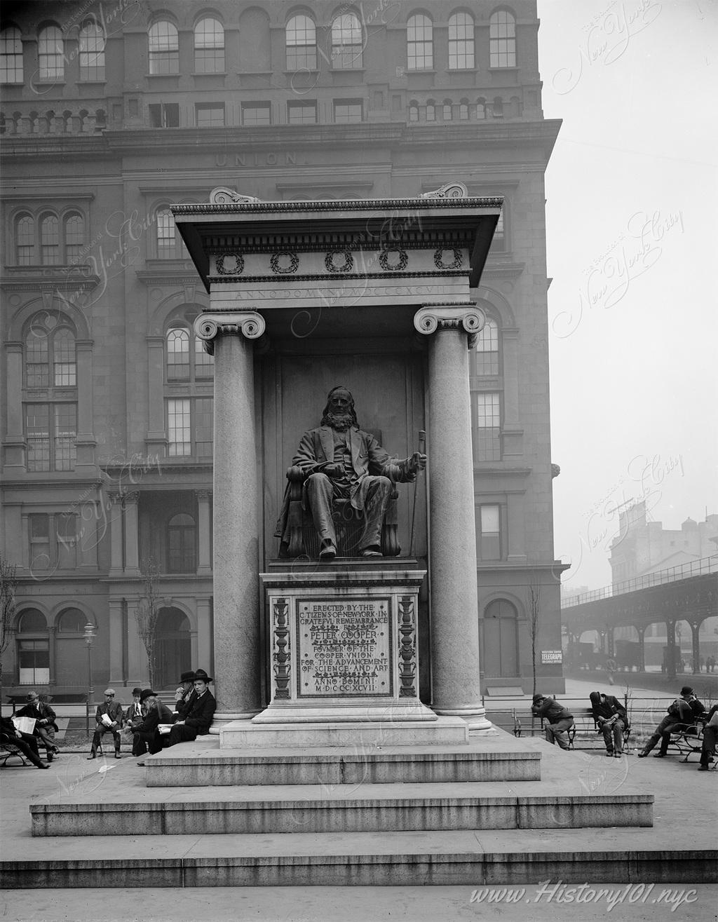 Following Cooper's death in 1883, Augustus Saint-Gaudens was commissioned to design a monument in honor of the great visionary.